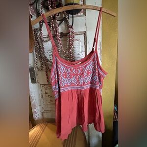Sim & Sam rust with blue stitching Size XL tank with adjustable straps NWT